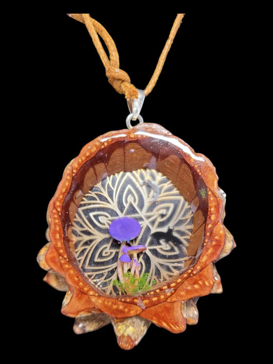 Batty Mushroom  Pinecone Pendant necklace